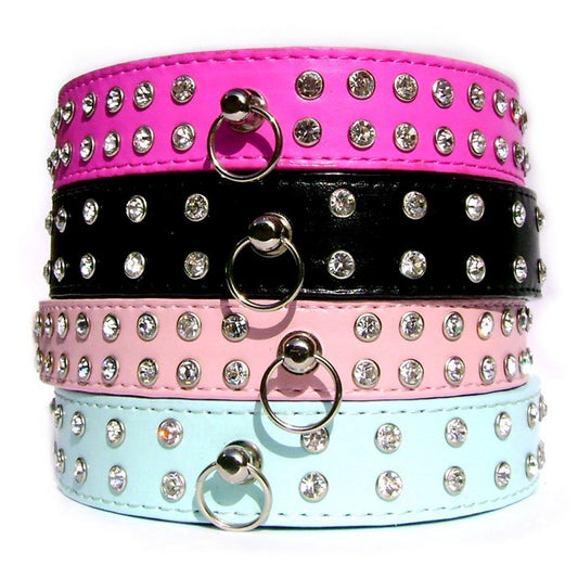 Double Row Crystal Rhinestone Dog Collars 10-20"-0